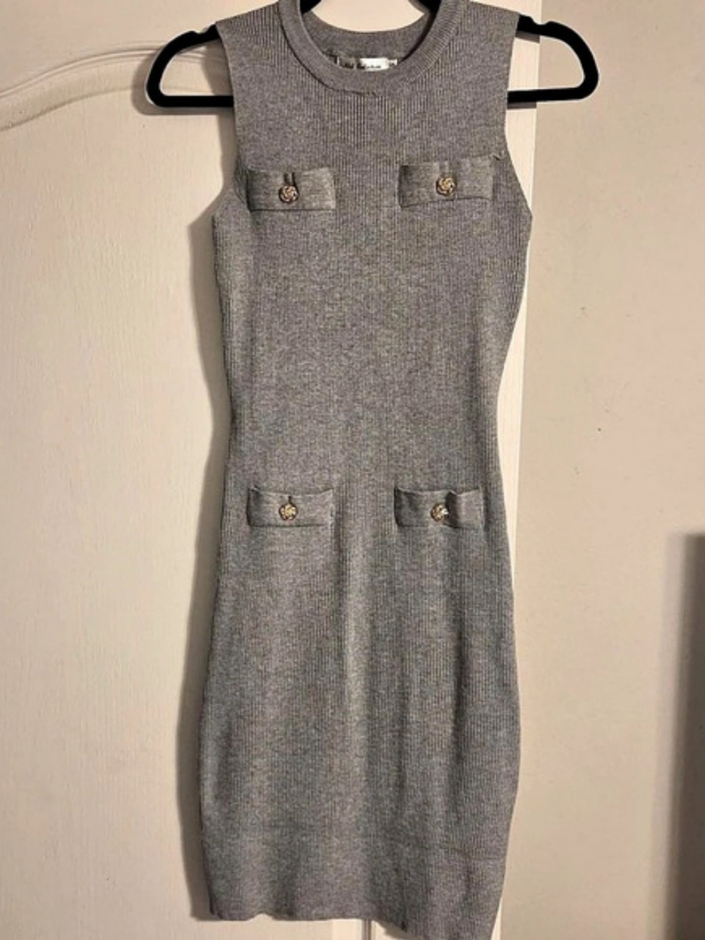 Nali Collection Gray Ribbed Midi Dress Size Small New Never Worn